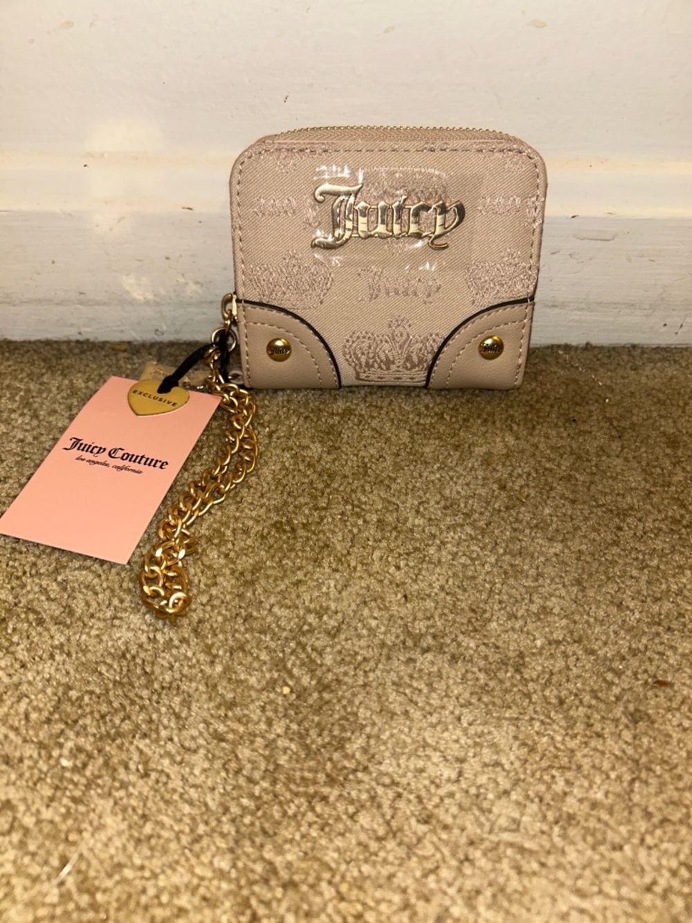 Juicy Couture Blush Compact Wallet with Gold Chain